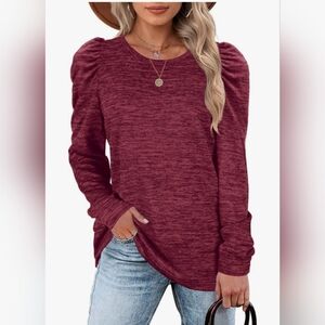 Maroon puffed sleeve top